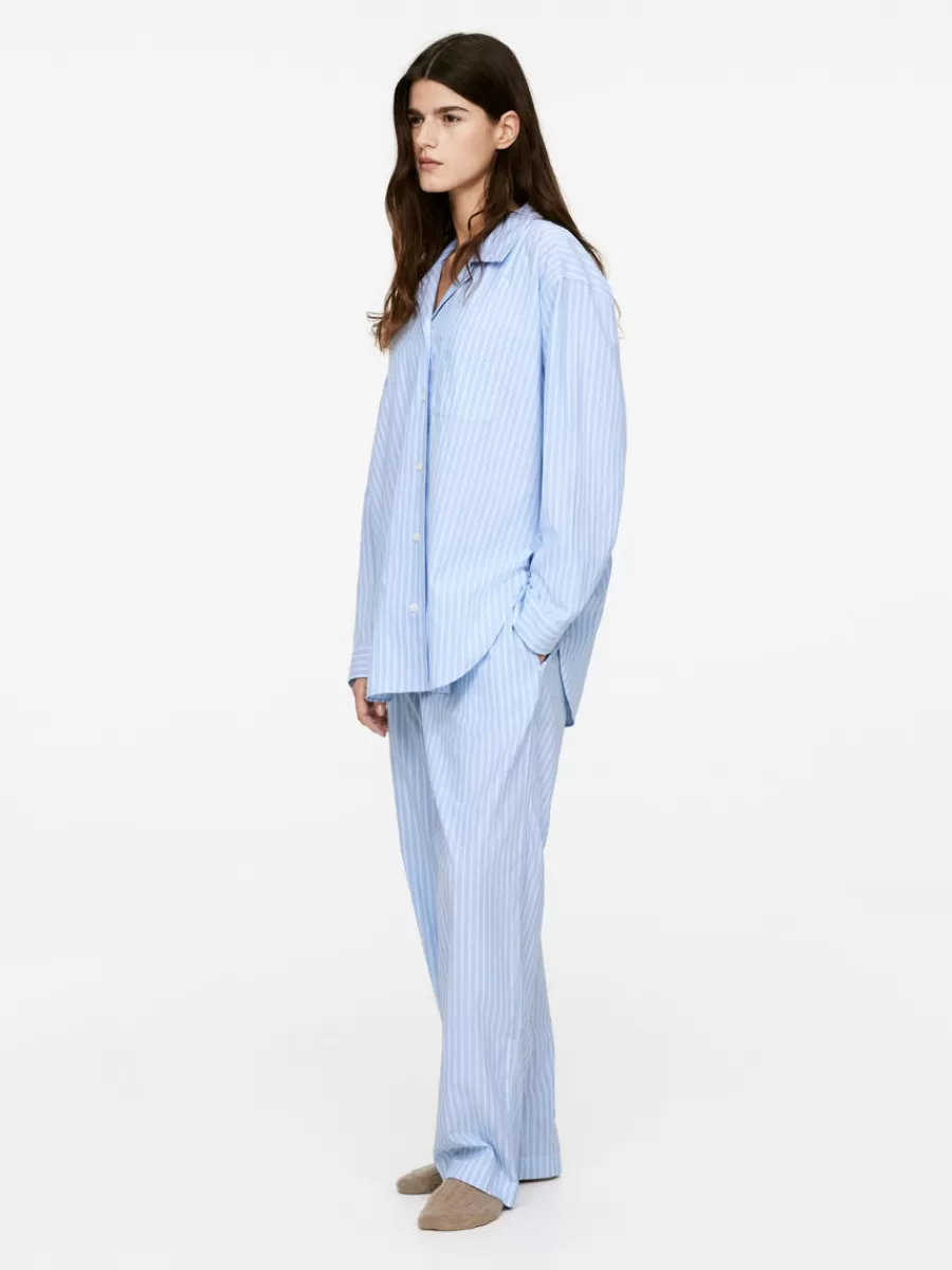 Shop ARKET Cotton Pyjama Shirt Blue/Striped