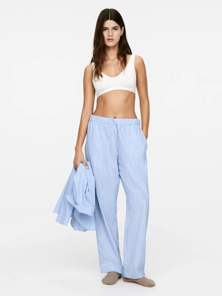 Outlet ARKET Cotton Pyjama Trousers Light Blue/Striped