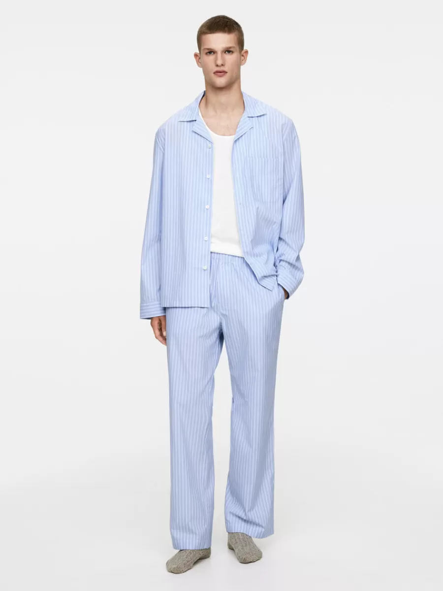 Best ARKET Cotton Pyjama Trousers Light Blue/Striped