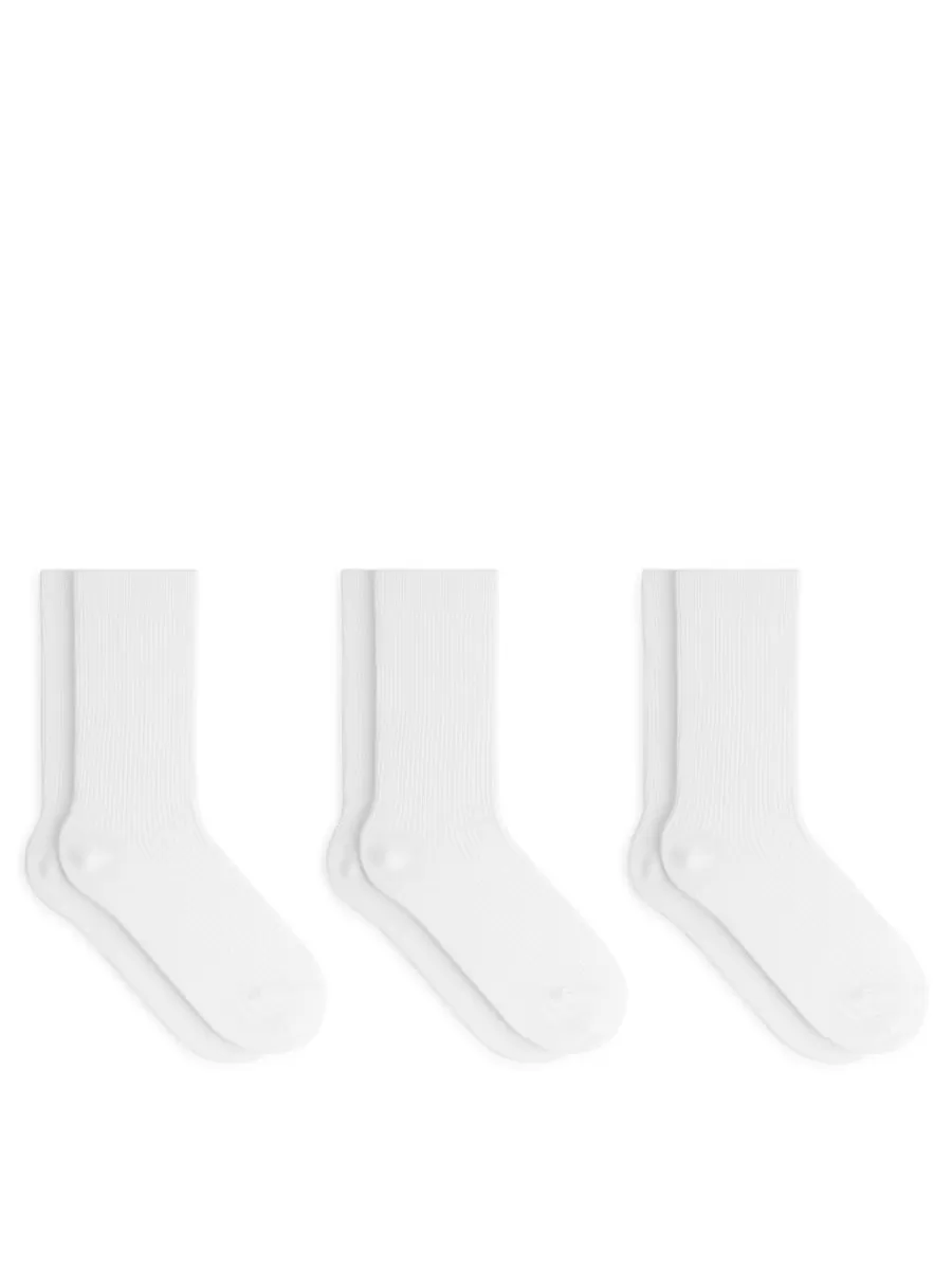 Store ARKET Cotton Rib Socks Set Of 3 White