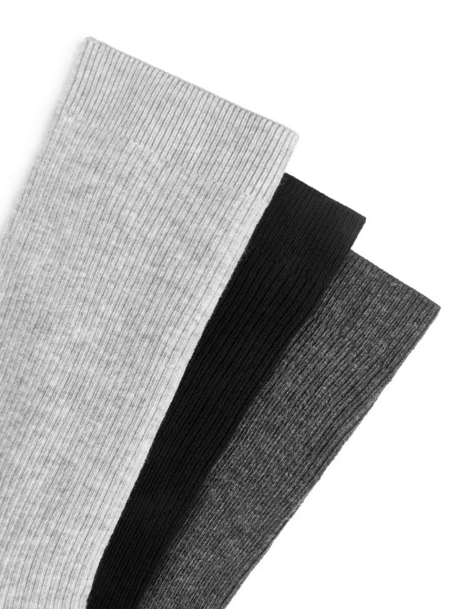 Best ARKET Cotton Rib Socks Set Of 3 Light Grey/Grey/Black
