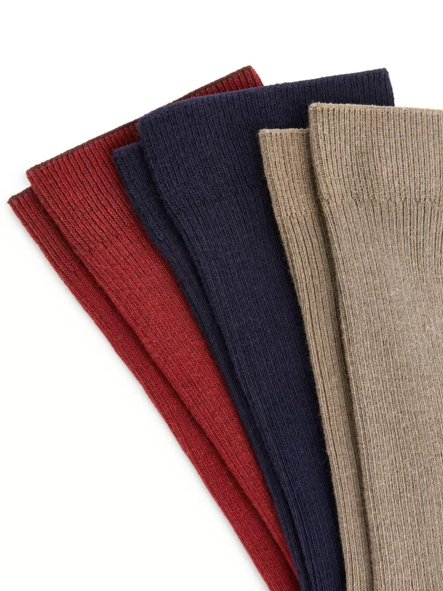 Hot ARKET Cotton Rib Socks Set Of 3 Red/Blue/Mole