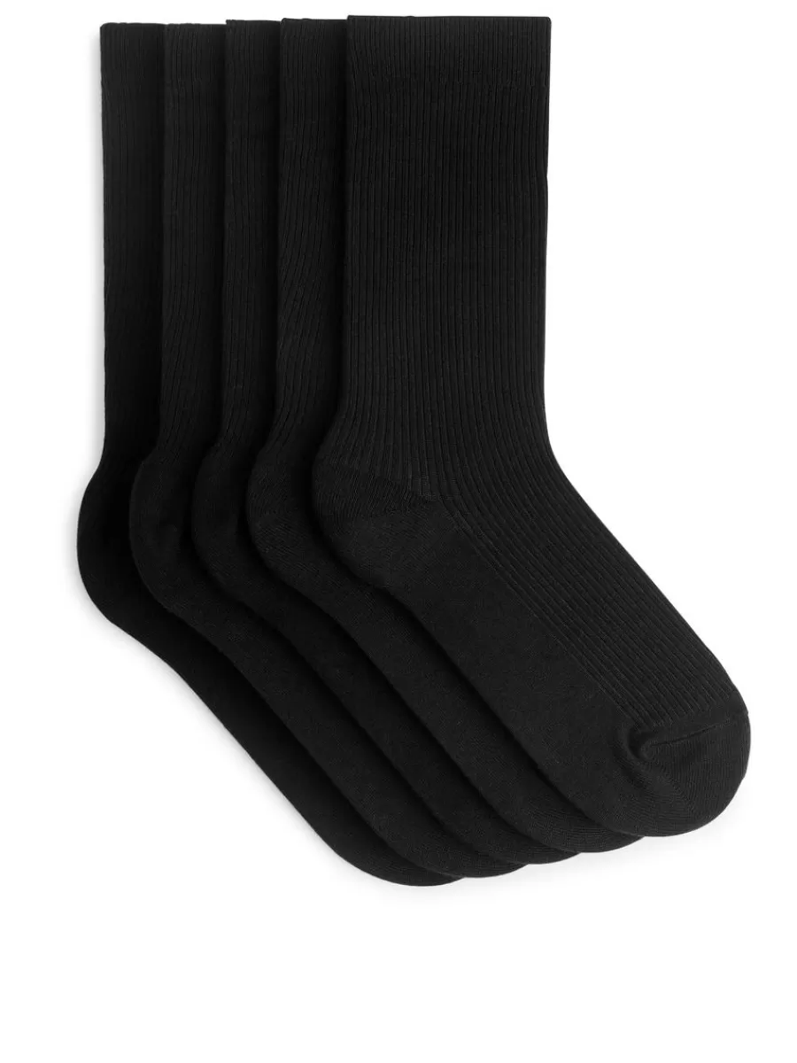 Cheap ARKET Cotton Rib Socks Set Of 5 Black