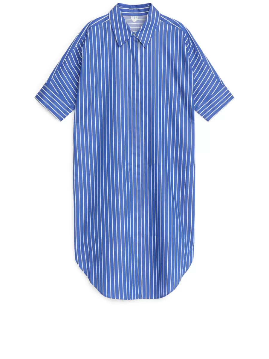 Cheap ARKET Cotton Shirt Dress Blue/White