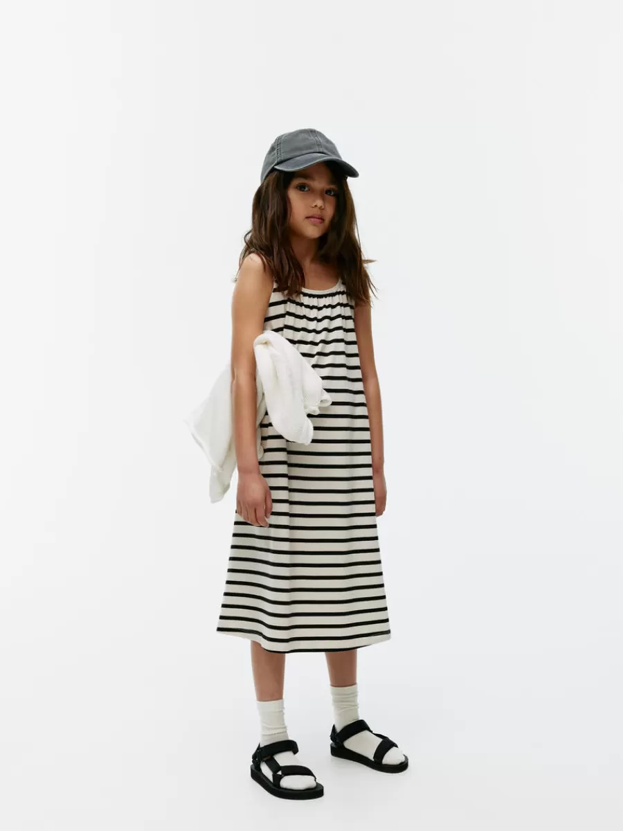 Hot ARKET Cotton Strap Dress Black/White