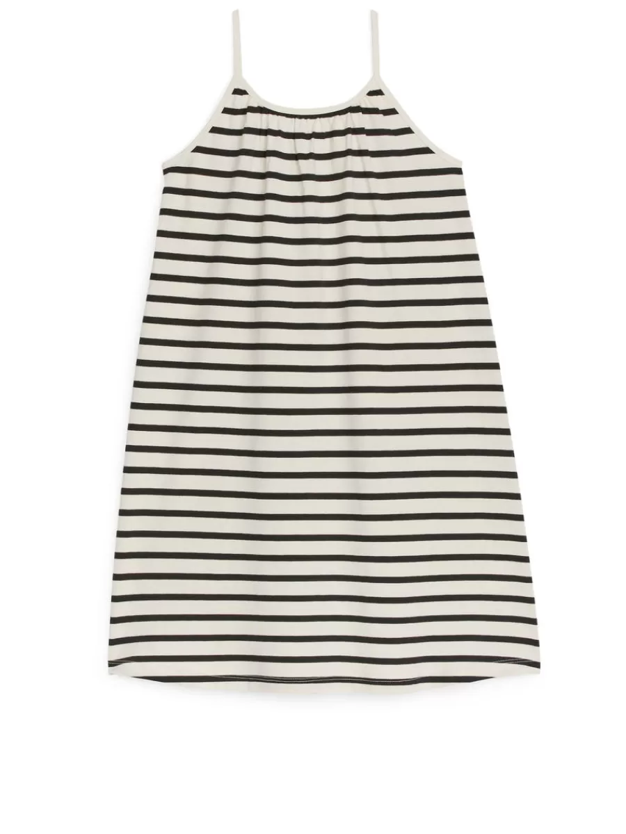 Hot ARKET Cotton Strap Dress Black/White