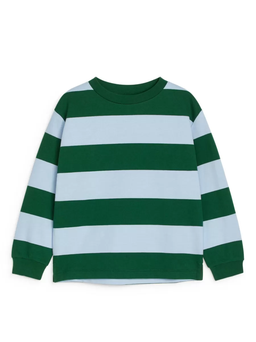 Online ARKET Cotton Sweatshirt Green/Light Blue
