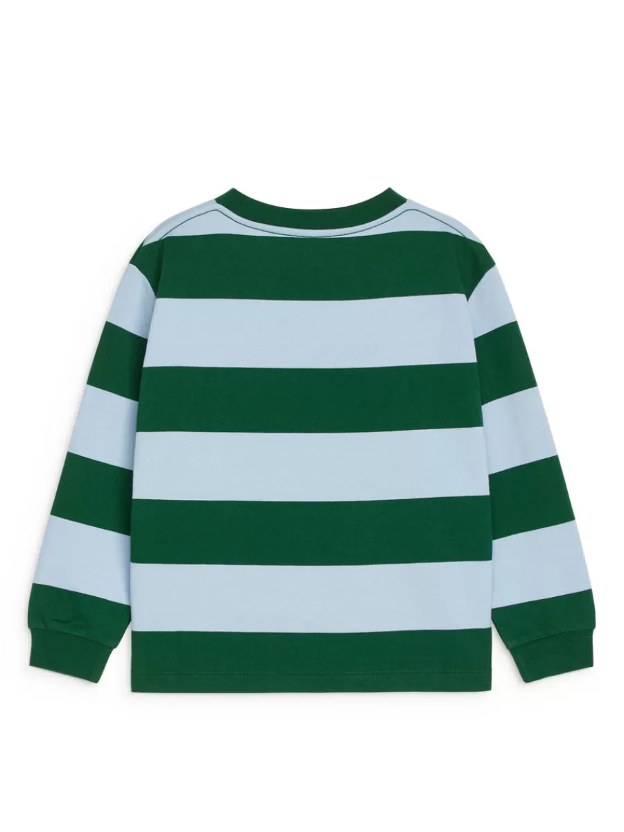 Online ARKET Cotton Sweatshirt Green/Light Blue