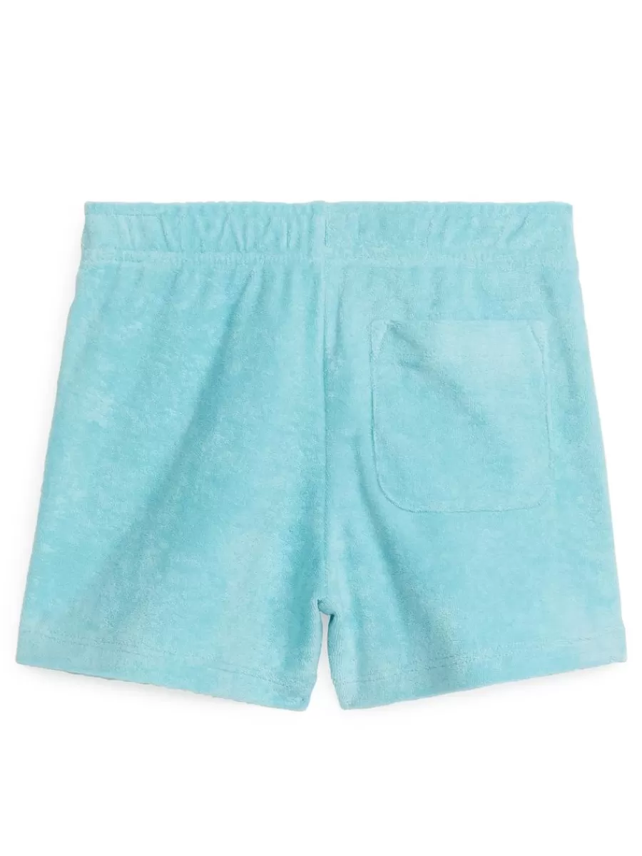 Online ARKET Cotton Towelling Shorts Turquoise