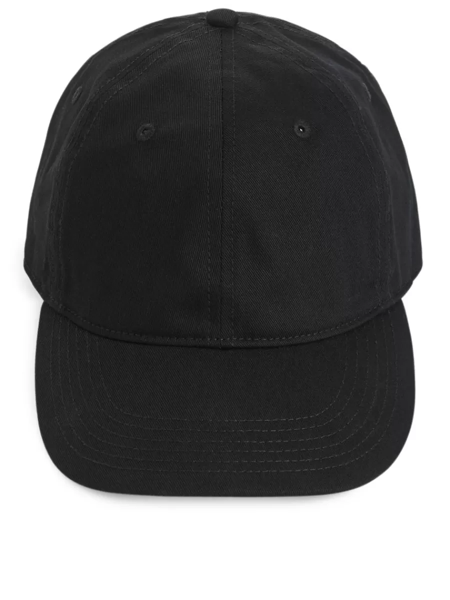 Cheap ARKET Cotton Twill Cap Black