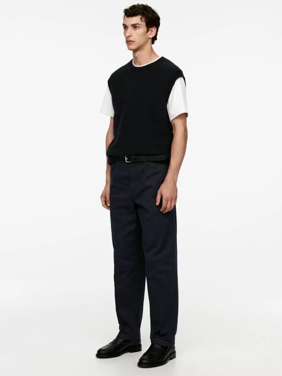 New ARKET Cotton Twill Chinos Dark Blue