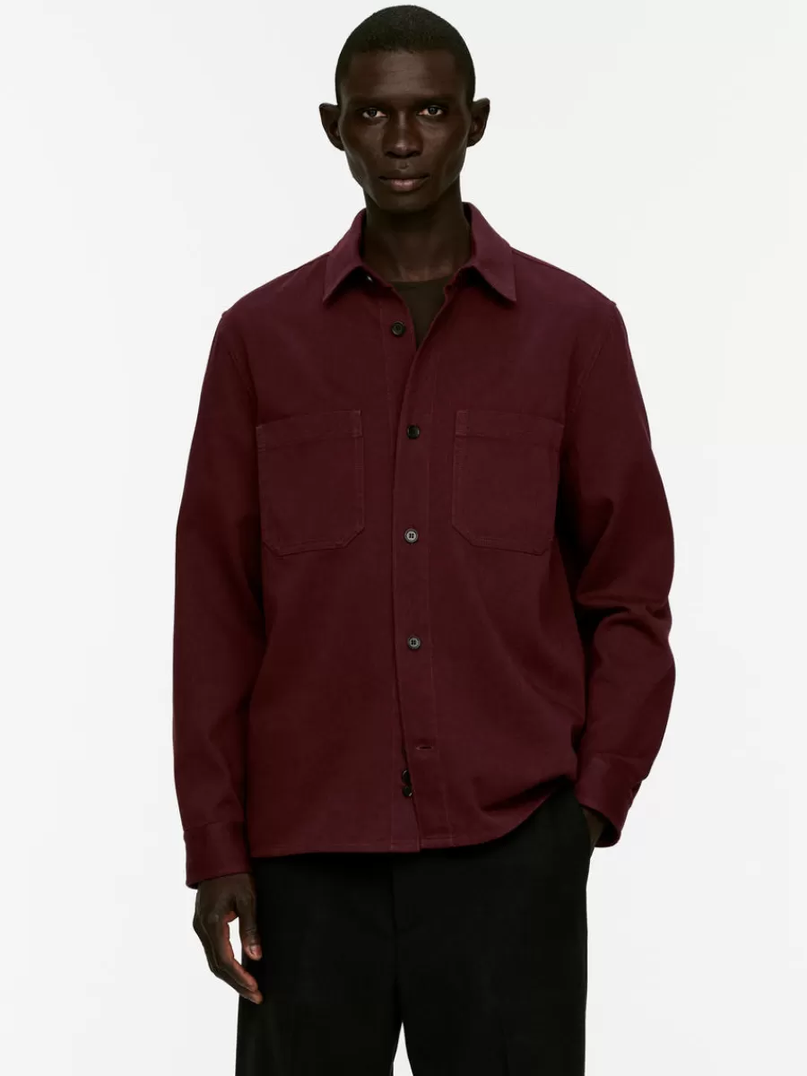 Fashion ARKET Cotton Twill Overshirt Burgundy