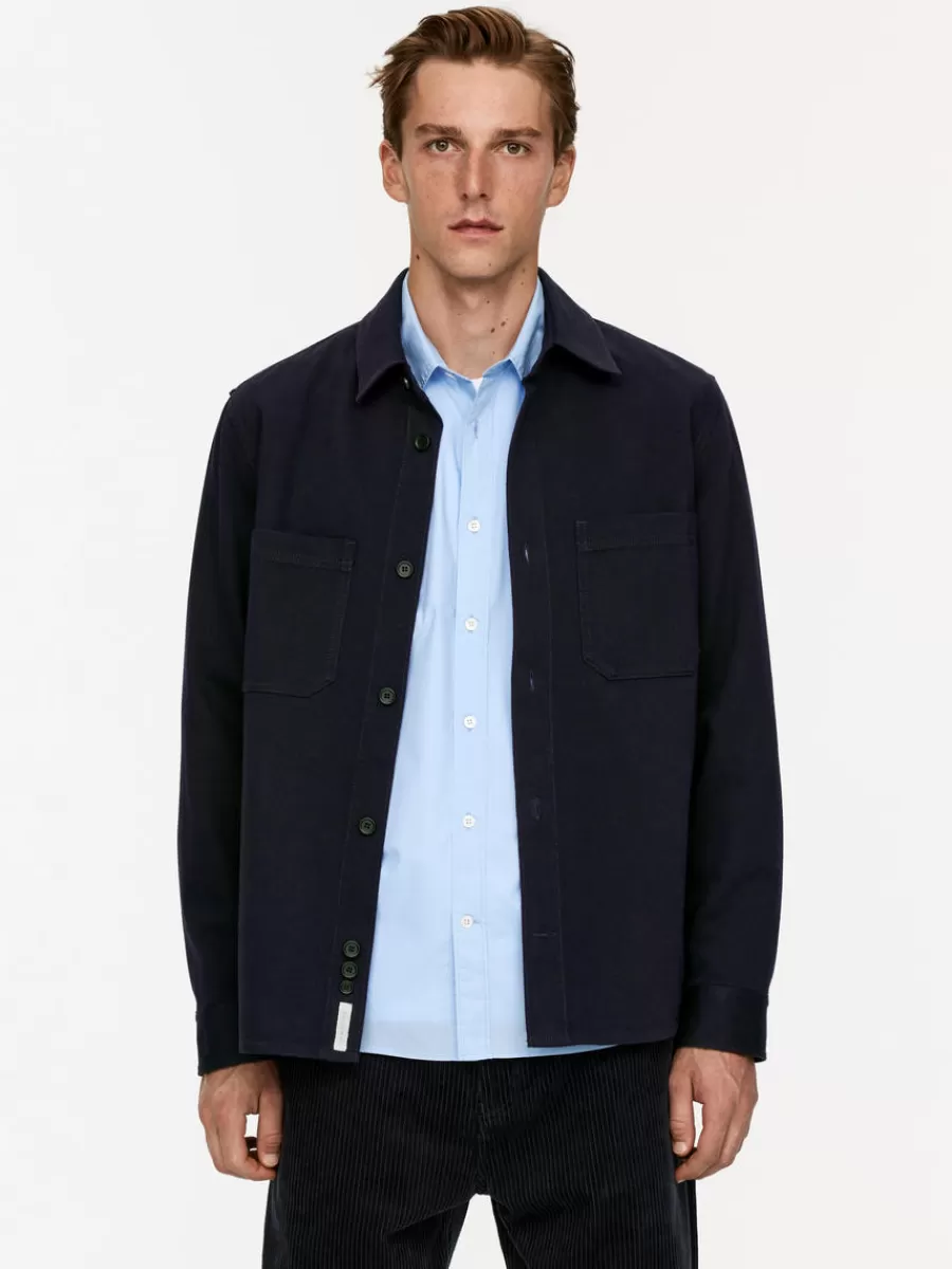 Fashion ARKET Cotton Twill Overshirt Dark Blue