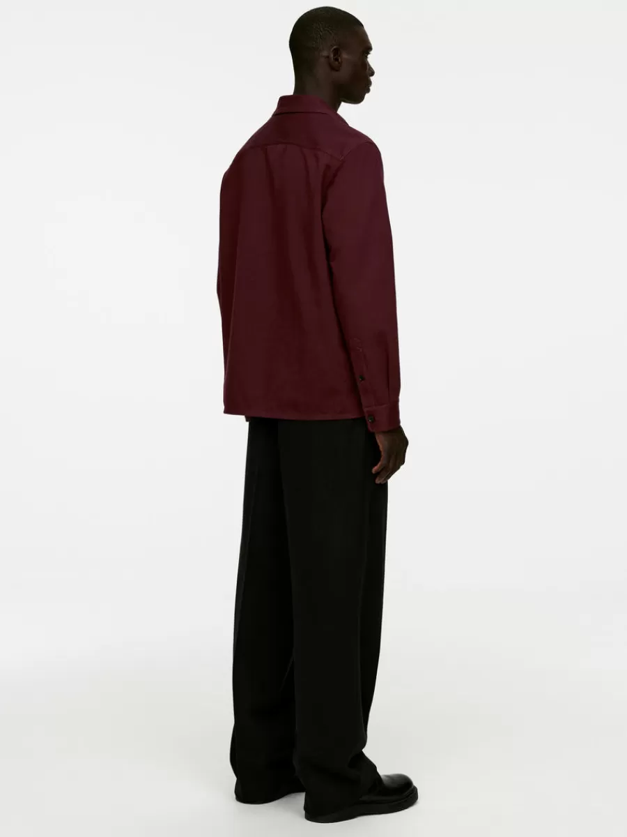 Fashion ARKET Cotton Twill Overshirt Burgundy