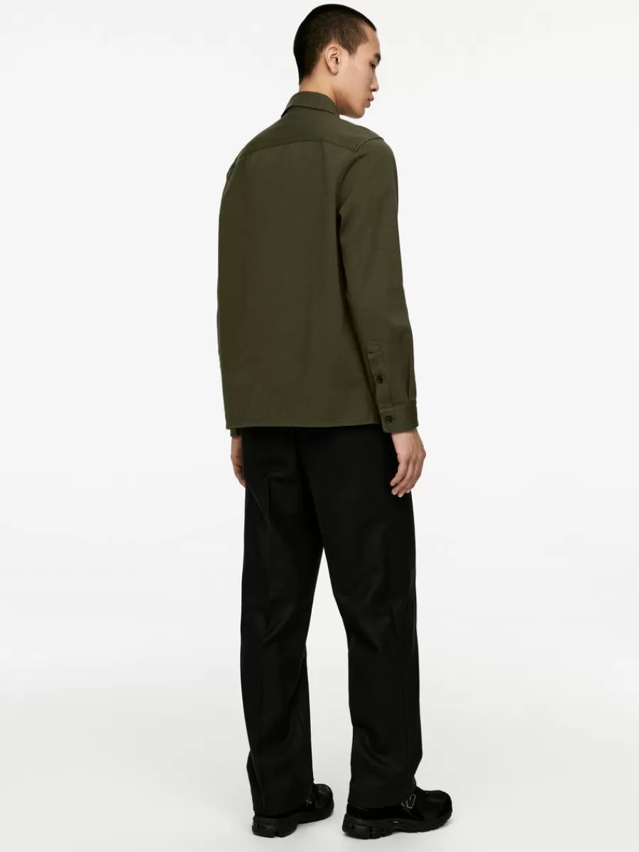 Shop ARKET Cotton Twill Overshirt Green