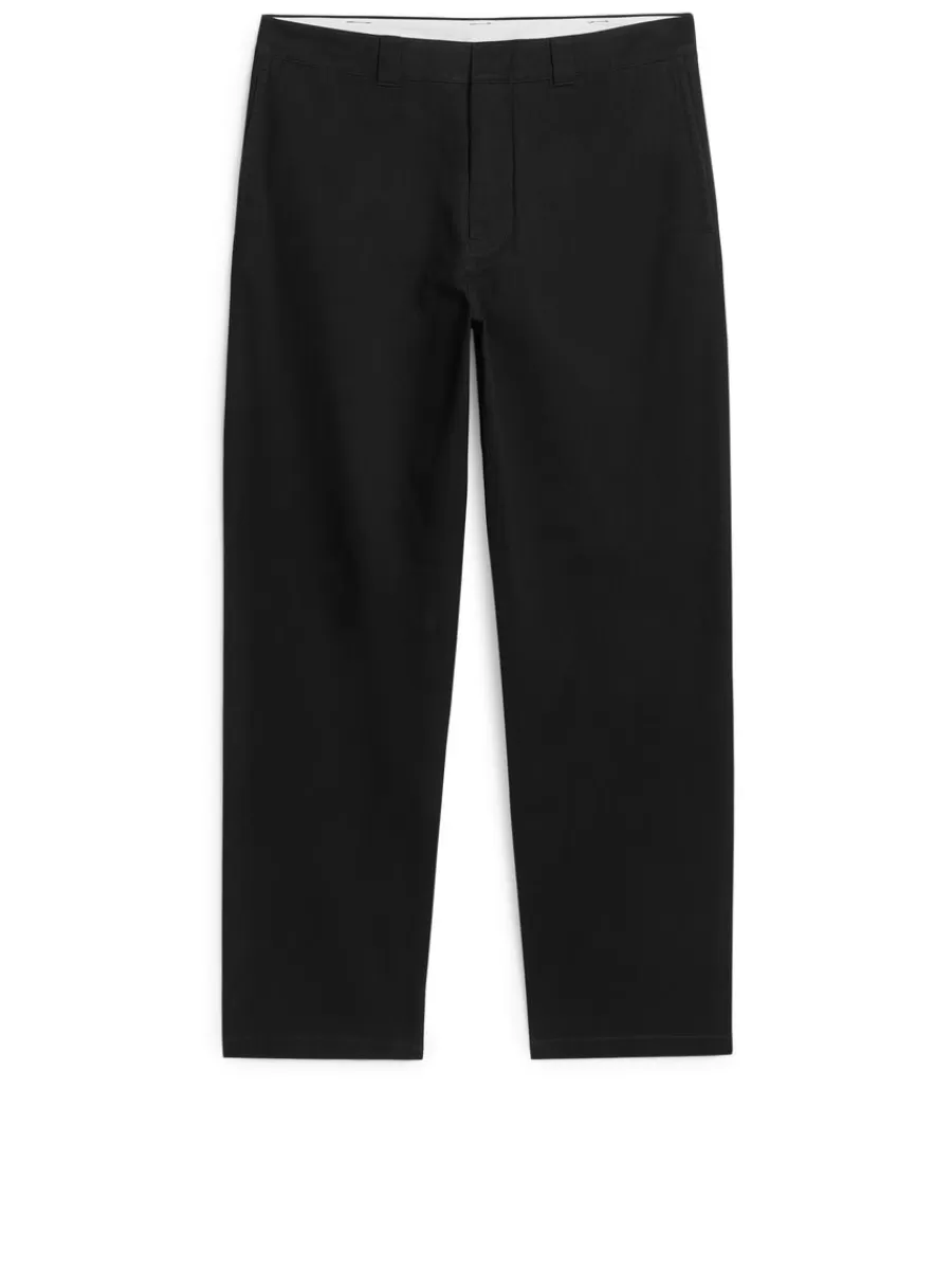 Best ARKET Cotton Twill Trousers Black