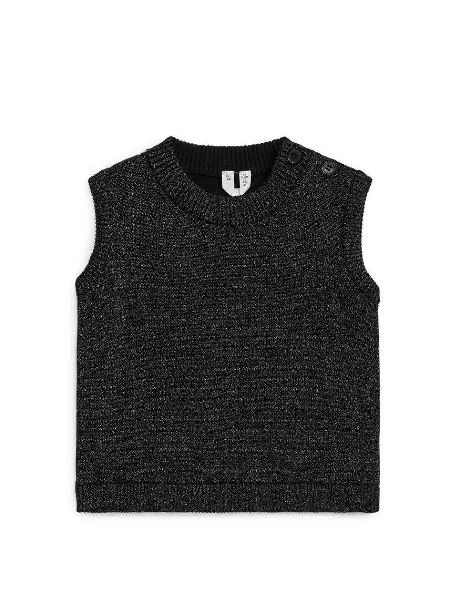 Online ARKET Cotton Vest Black/Silver