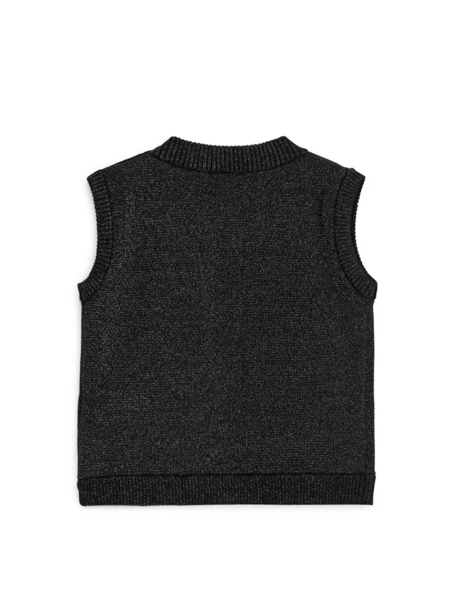 Online ARKET Cotton Vest Black/Silver