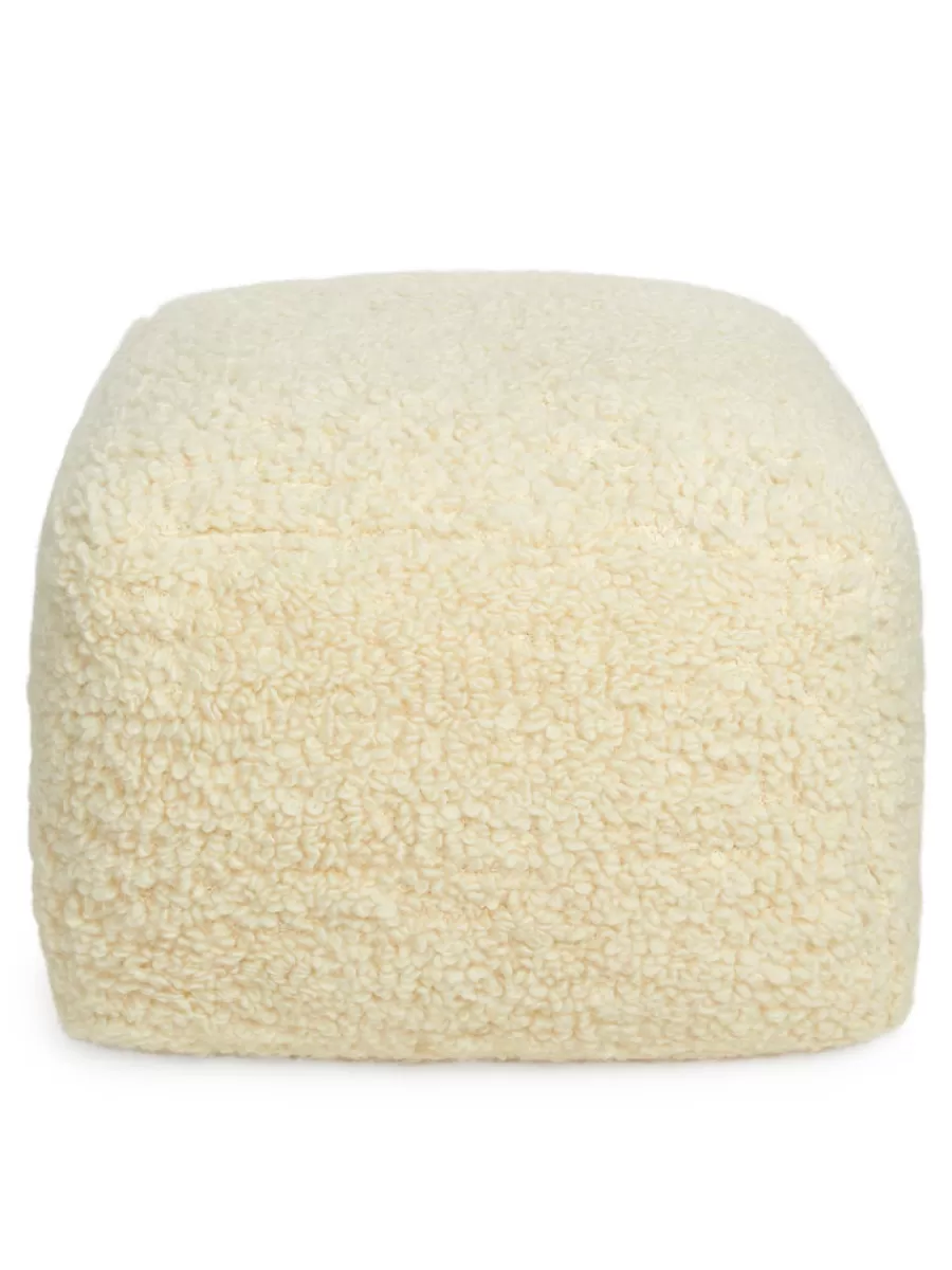 Clearance ARKET Cotton Wool Pouffe Light Beige