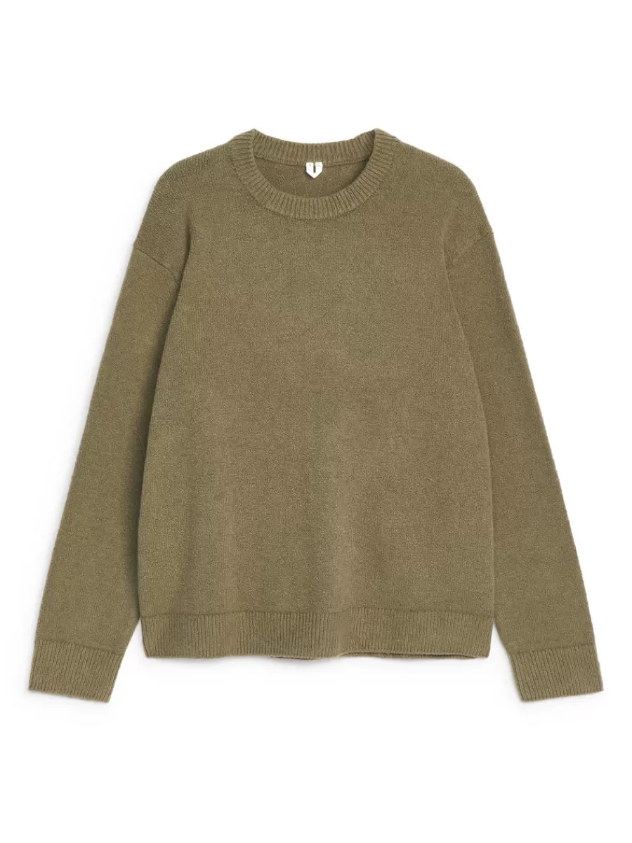 Shop ARKET Cotton-Blend Jumper Khaki Green