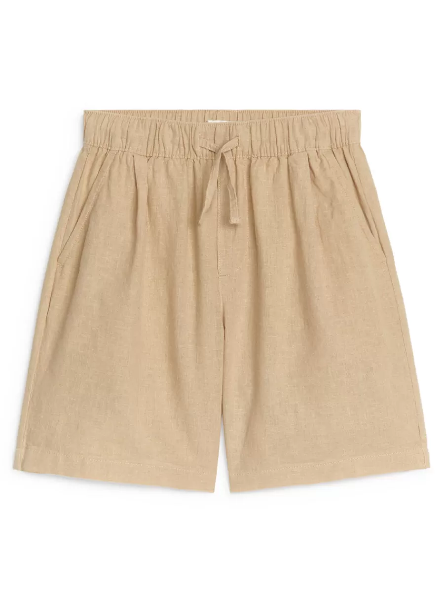 Best ARKET Cotton-Linen Shorts Beige