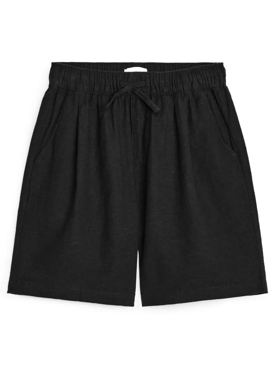 Sale ARKET Cotton-Linen Shorts Off Black