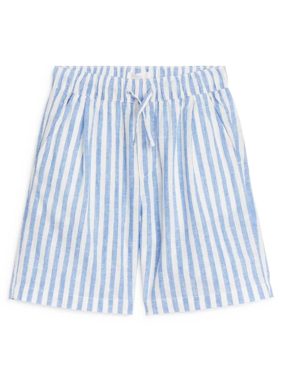 Online ARKET Cotton-Linen Shorts Blue/White
