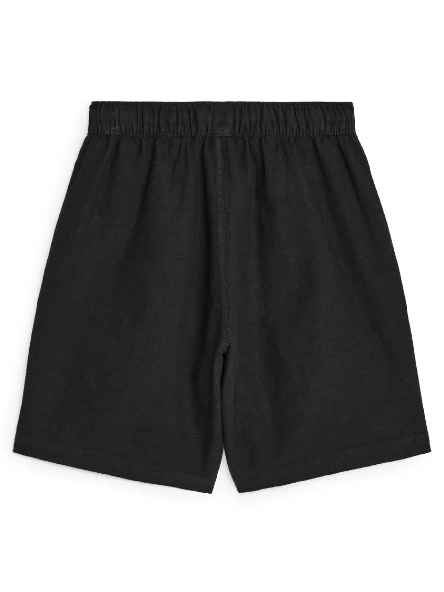 Sale ARKET Cotton-Linen Shorts Off Black