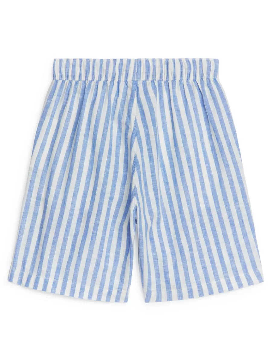Online ARKET Cotton-Linen Shorts Blue/White