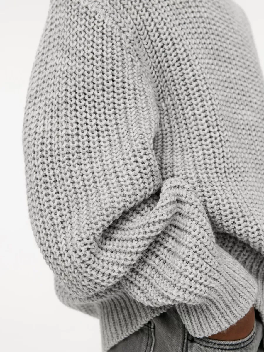 Outlet ARKET Crew-Neck Fisherman Jumper Grey Melange