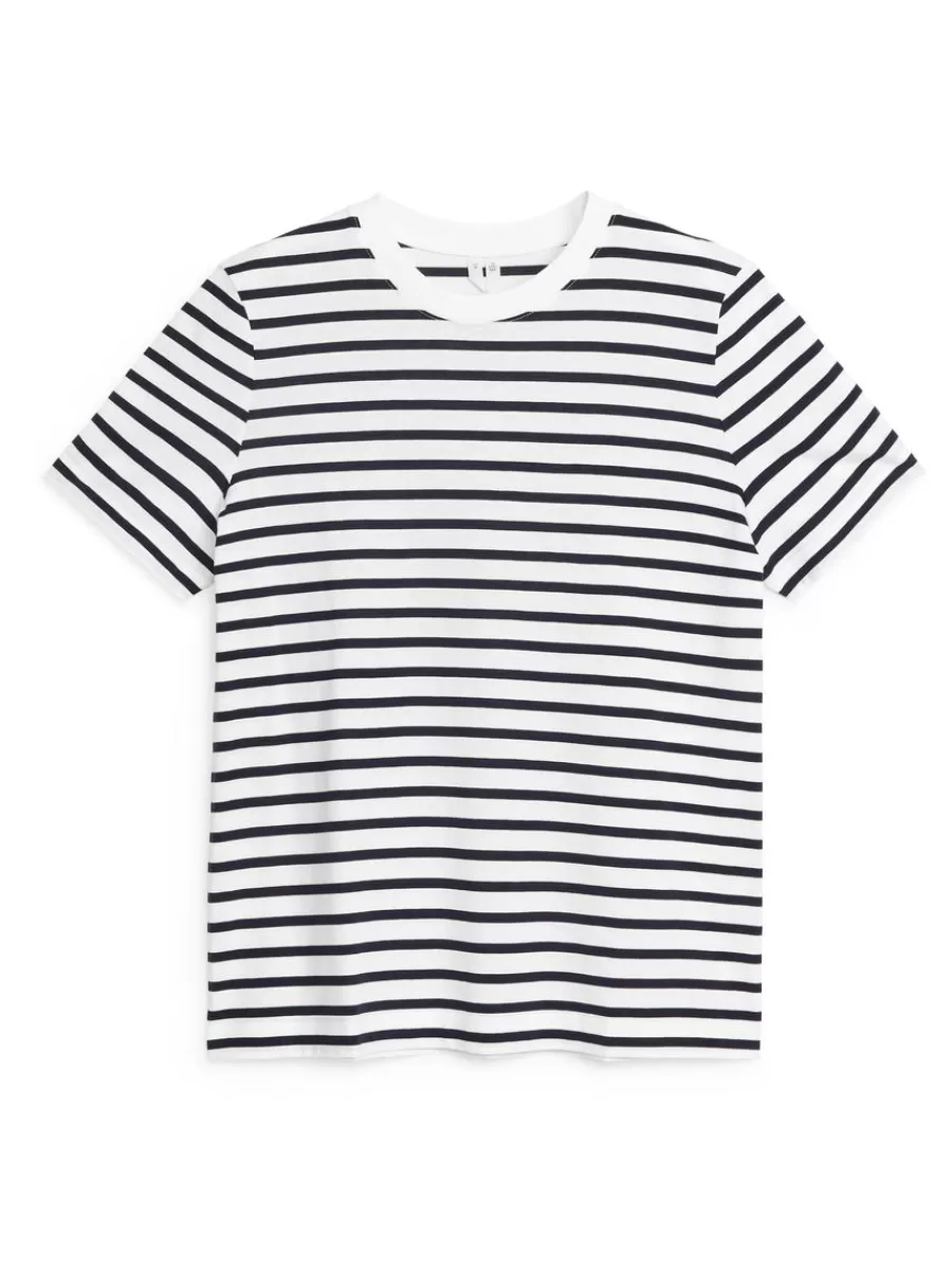 Discount ARKET Crew-Neck T-shirt White/Blue