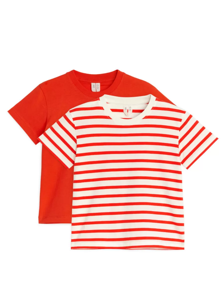 Best Sale ARKET Crew-Neck T-Shirt Set Of 2 Red/Off White