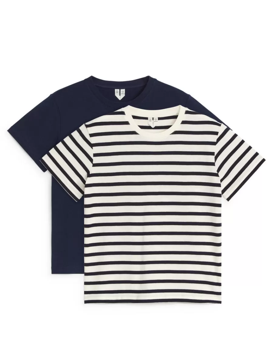 Flash Sale ARKET Crew-Neck T-Shirt Set Of 2 Dark Blue/Navy Stripes