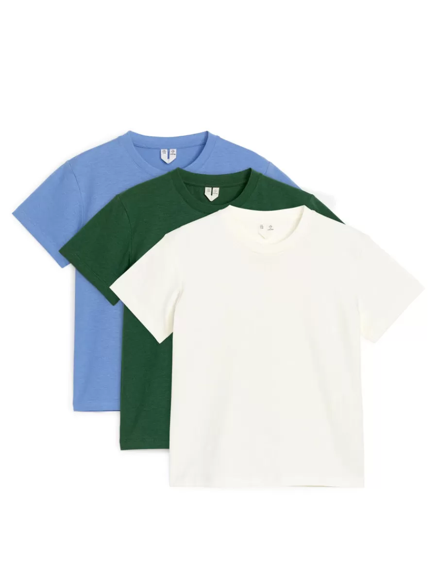 New ARKET Crew-Neck T-Shirt Set Of 3 Dark Green
