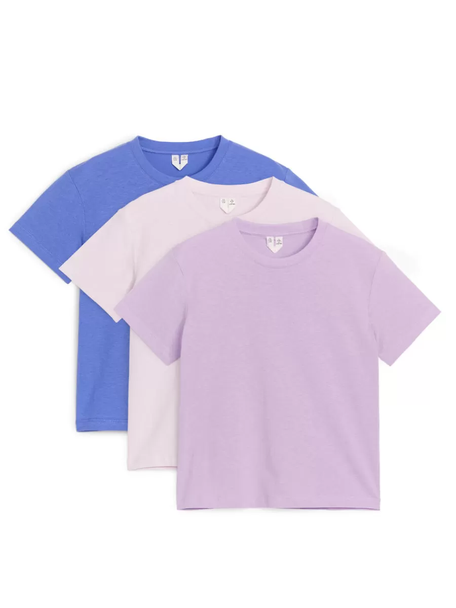 New ARKET Crew-Neck T-Shirt Set Of 3 Lilac