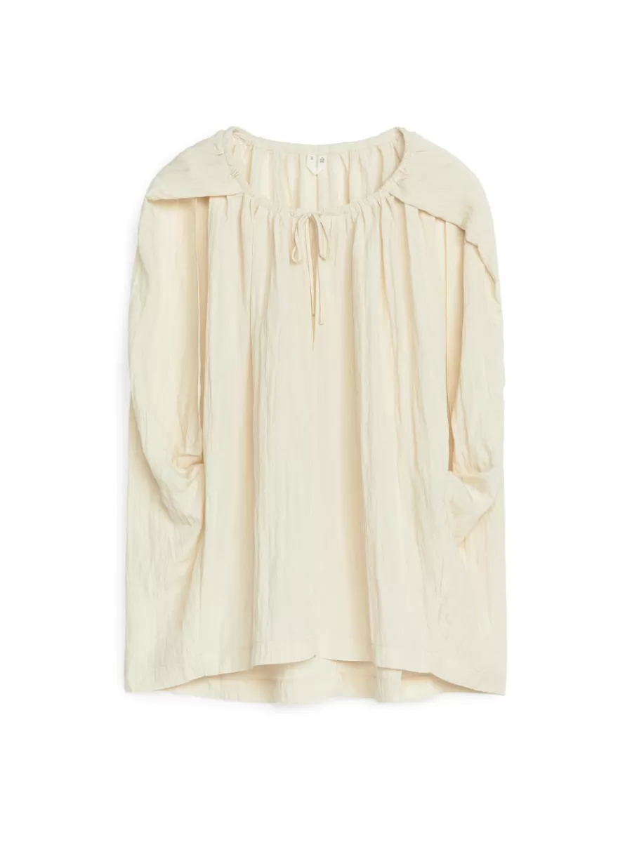 Sale ARKET Crinkle Cape Top Off White