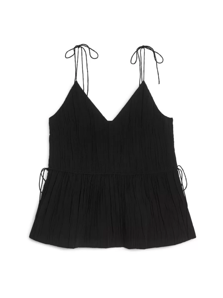 Outlet ARKET Crinkle Strap Top Black