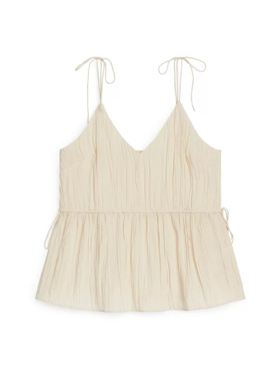 New ARKET Crinkle Strap Top Off White