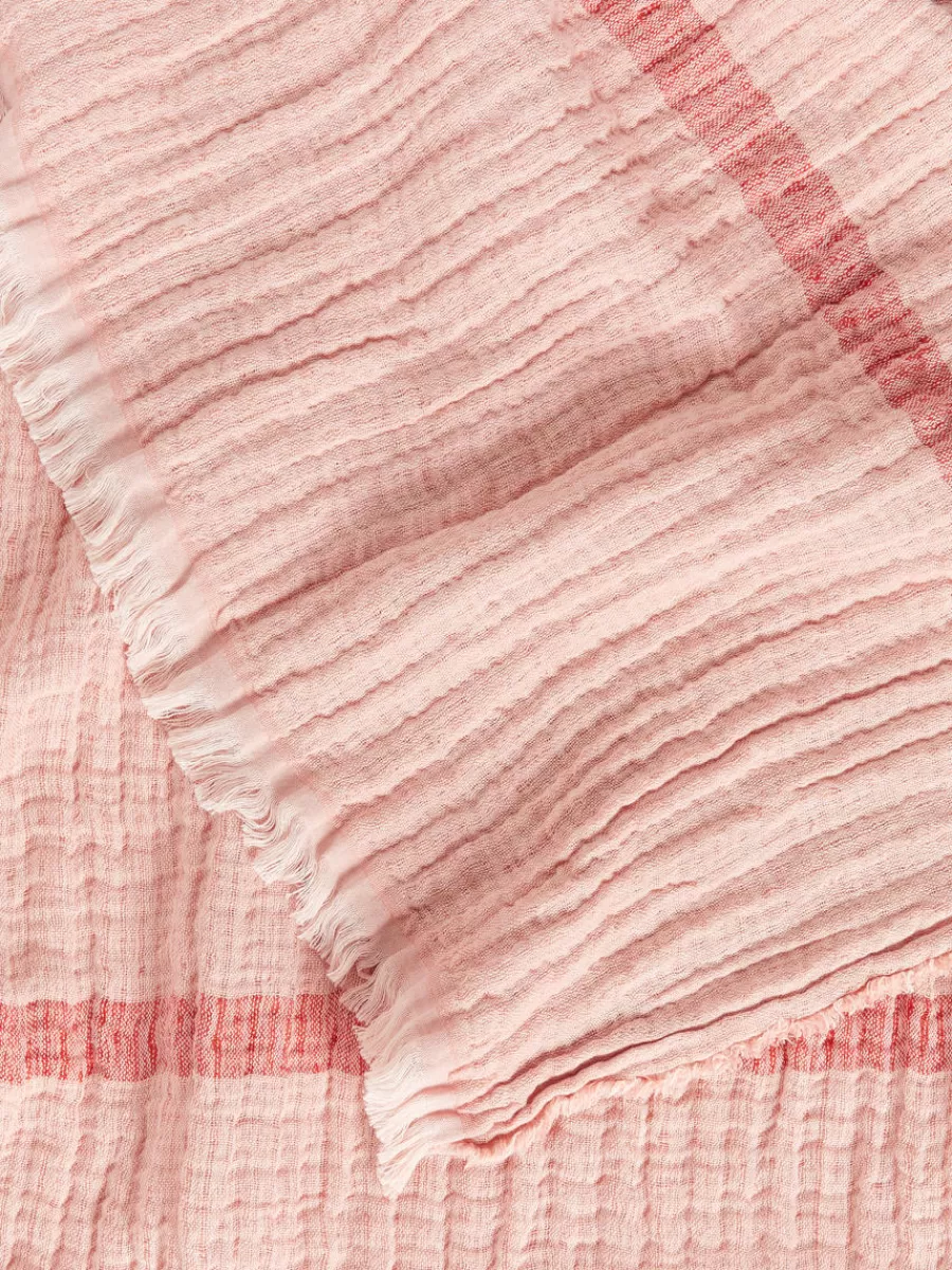 Cheap ARKET Crinkled Linen Blend Blanket Pink