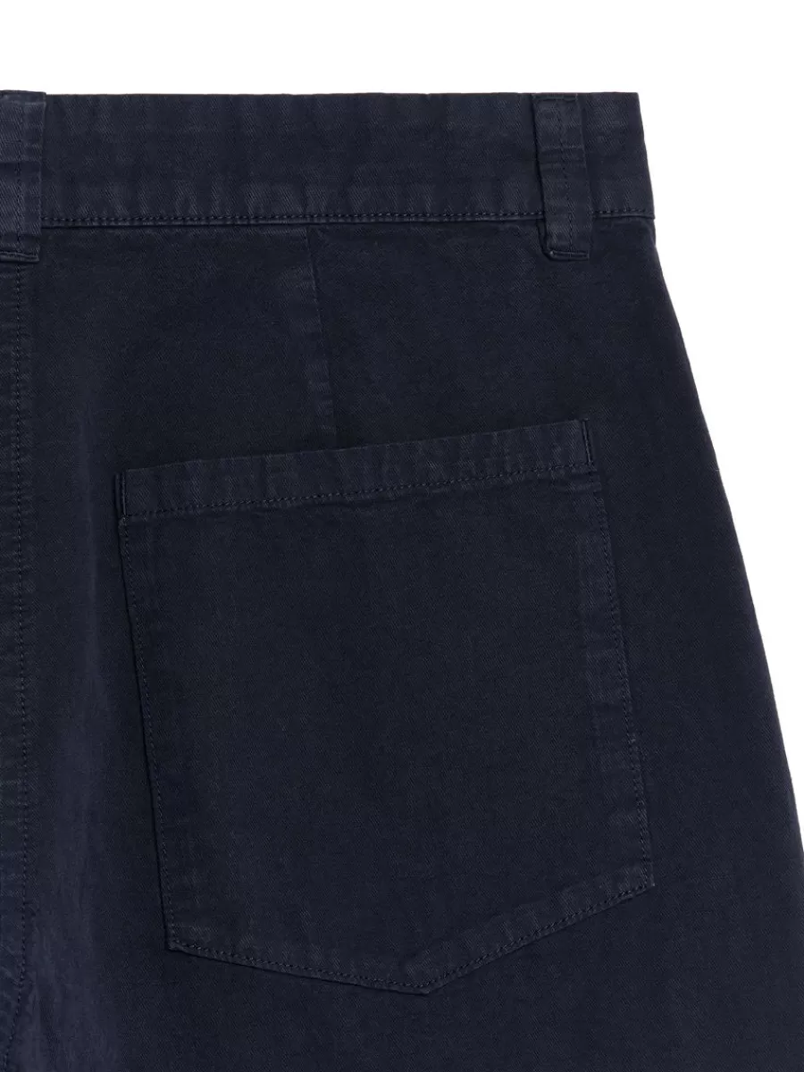 Online ARKET Cropped Cotton Linen Chinos Dark Blue