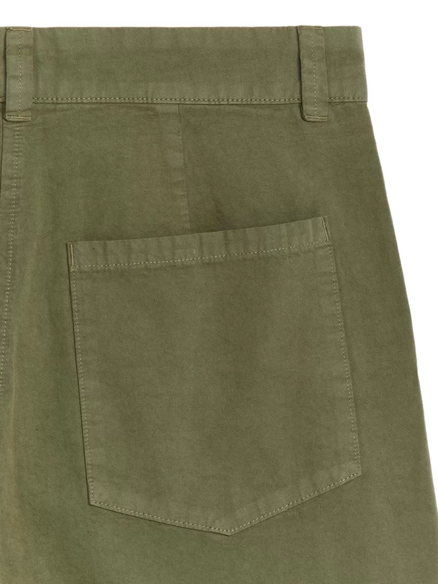 Best Sale ARKET Cropped Cotton Linen Chinos Khaki Green