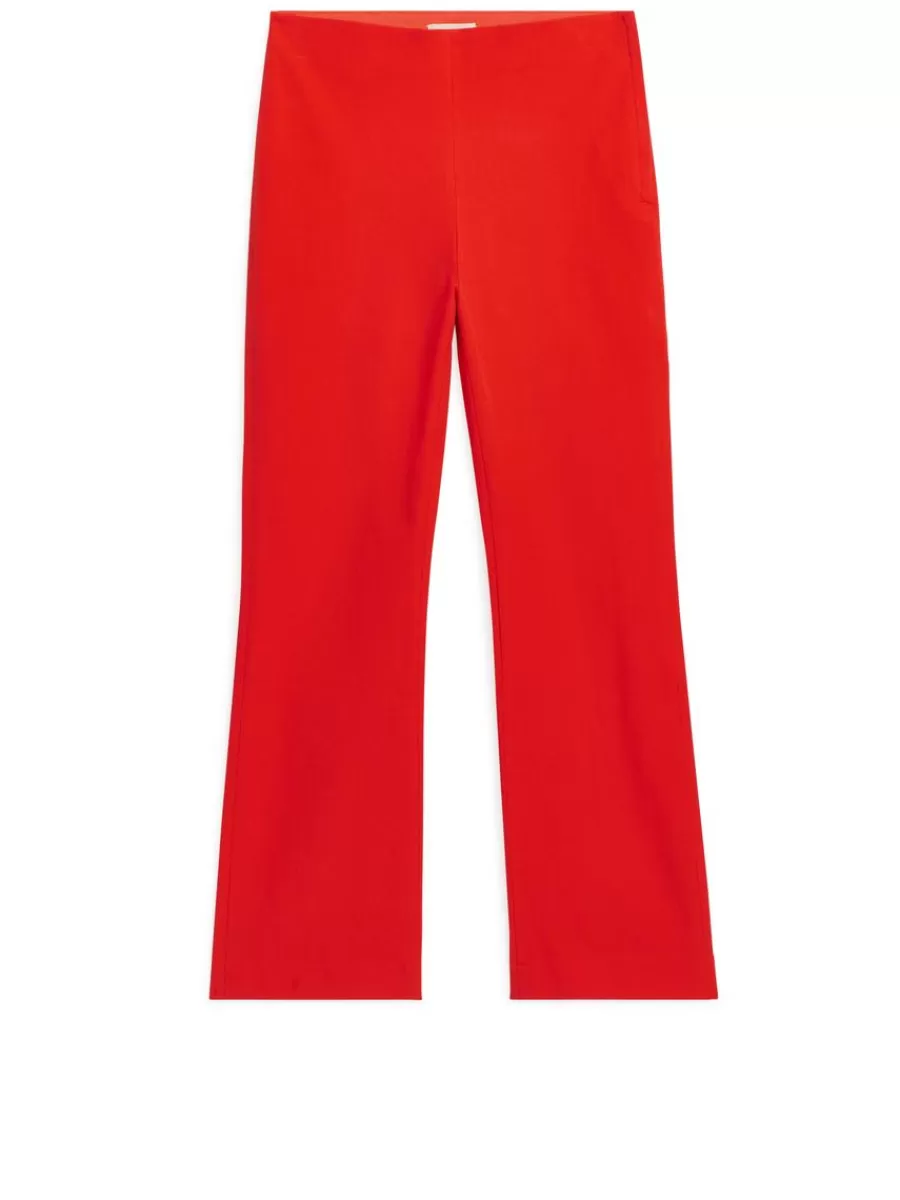 Online ARKET Cropped Cotton Stretch Trousers Tomato Red