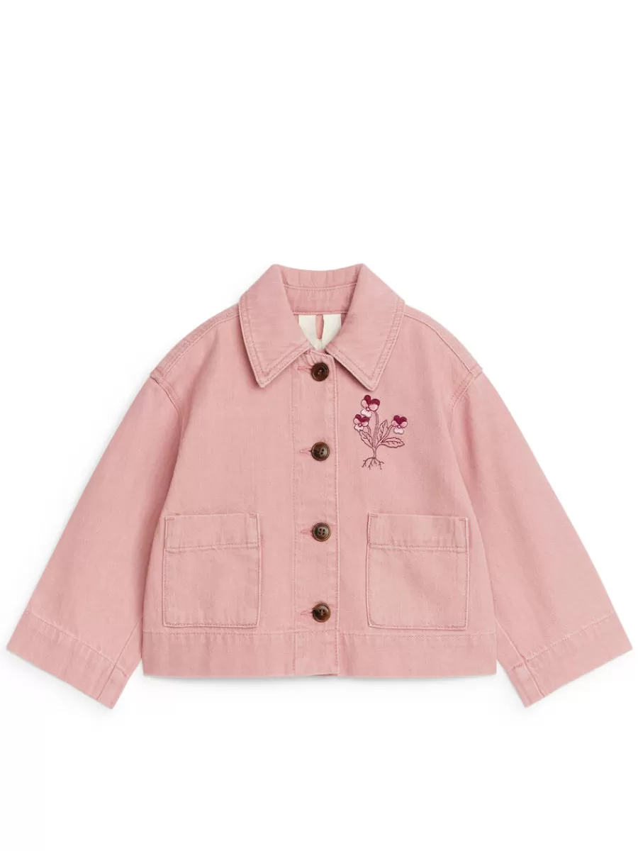 Cheap ARKET Cropped Denim Jacket Dusty Pink