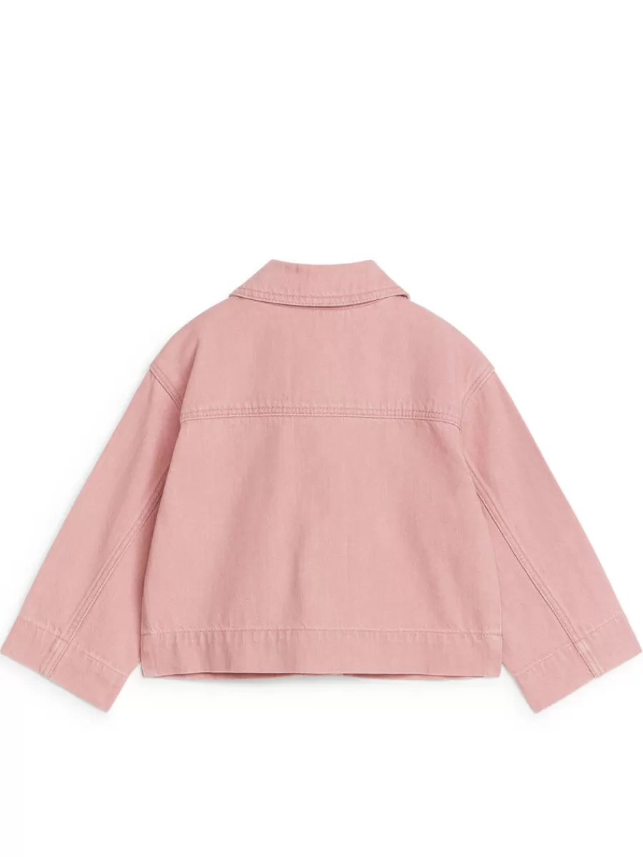 Cheap ARKET Cropped Denim Jacket Dusty Pink