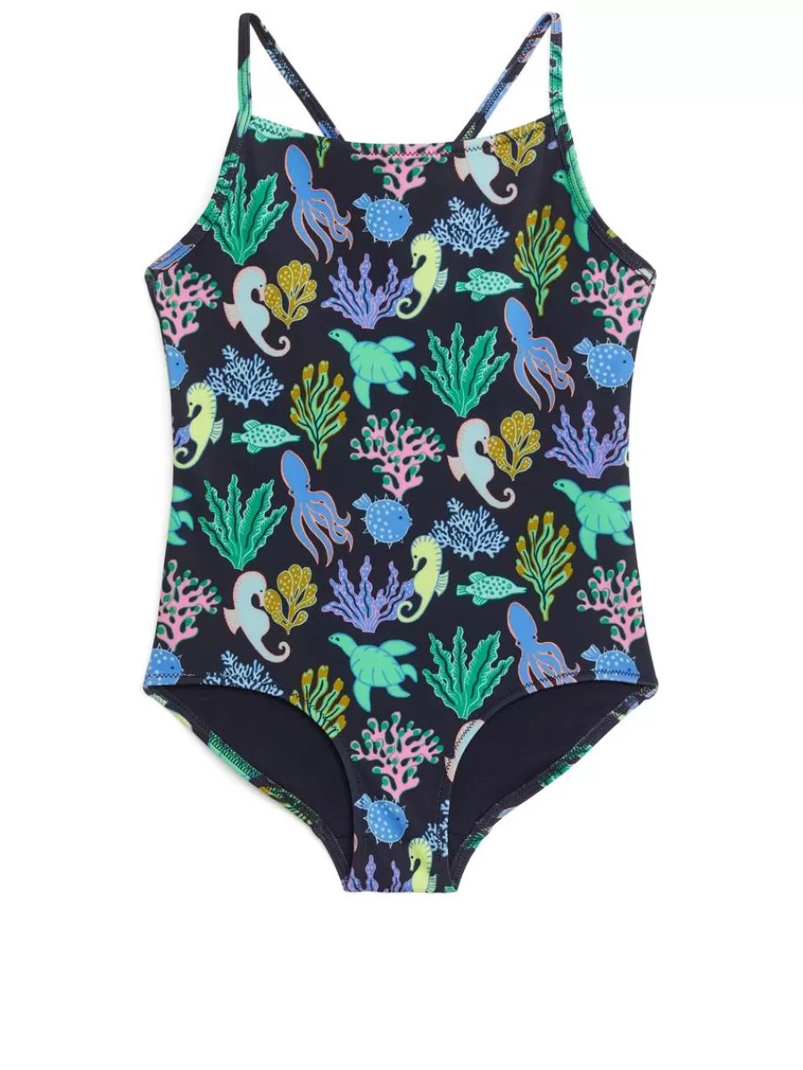 Cheap ARKET Cross-Back Swimsuit Multi/Coral