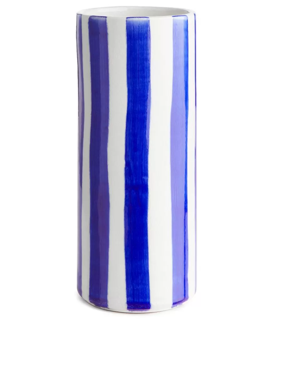 Outlet ARKET Cylinder Vase 23 Cm Off White/Blue Stripes