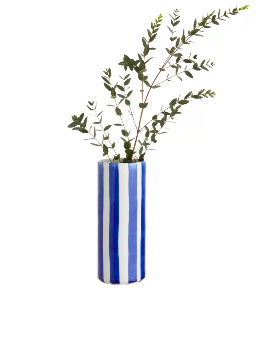 Outlet ARKET Cylinder Vase 23 Cm Off White/Blue Stripes