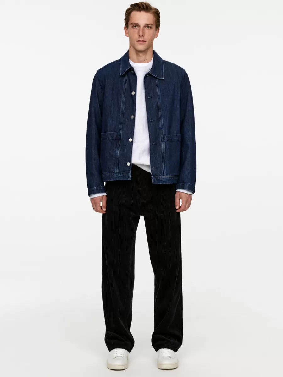 Cheap ARKET Denim Overshirt Dark Blue
