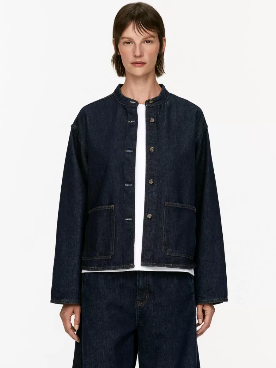 Online ARKET Denim Overshirt Dark Blue