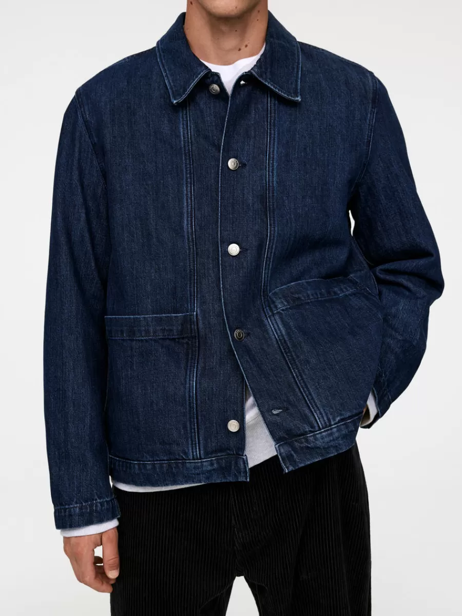 Cheap ARKET Denim Overshirt Dark Blue